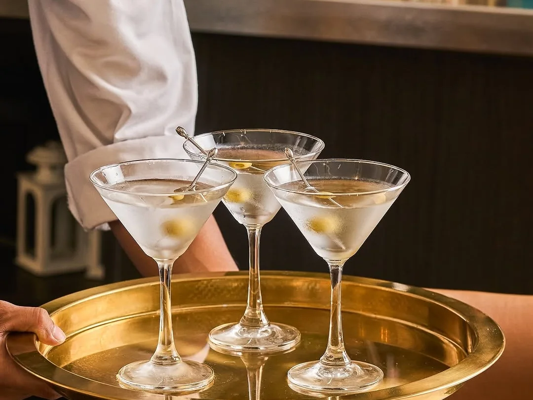 Cocktails served on a tray inside Bondi & Bourke.