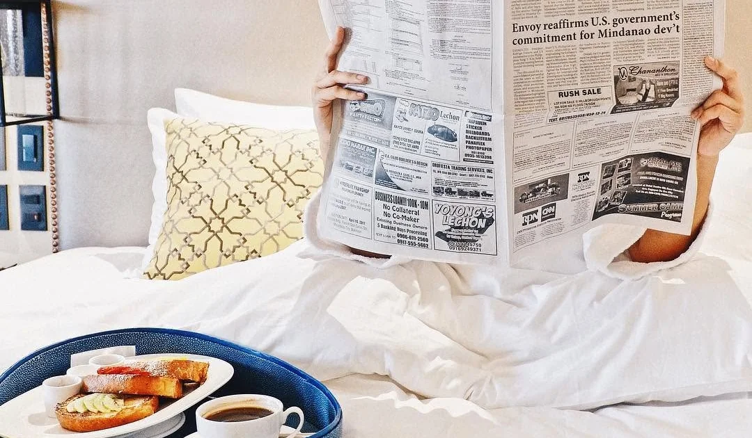 Breakfast and coffee served in a guest room at The Bourke Hotel.